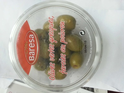 Olives vertes grecques farcies au poivron