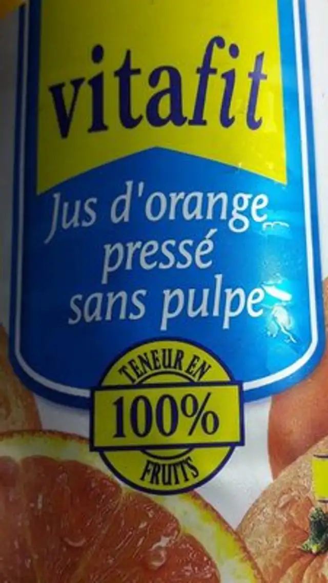 Jus d’Orange ingredients label