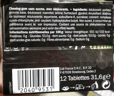 Spear mint chewing-gum stripes sugar free