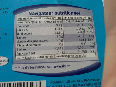 Yaourt nature sucré