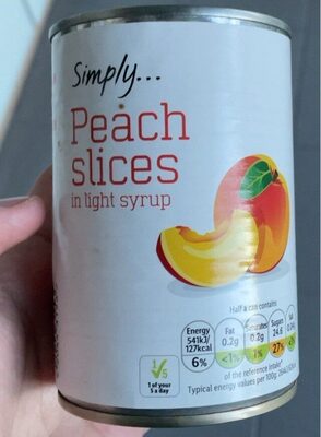 Peach slices in light syrup front packaging