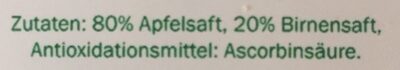 Saft - Apfel-Birne ingredients label