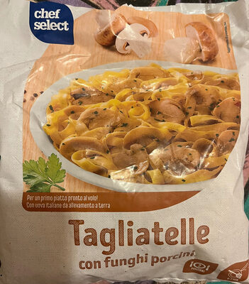Tagliatelle con funghi porcino front packaging