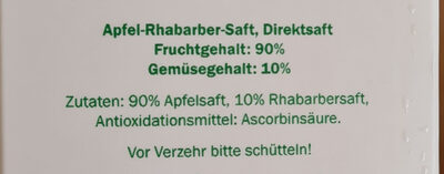 Saft - Apfel-Rhababer ingredients label