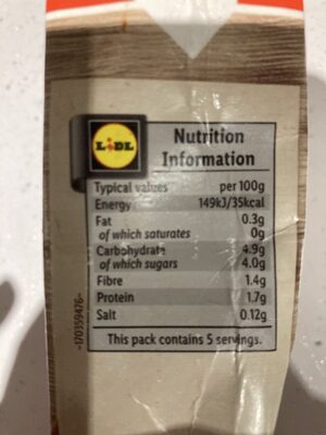 Tomato Passata nutrition facts table