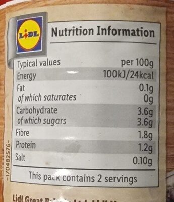 Freshona chopped tomatoes Arrabiata nutrition facts table