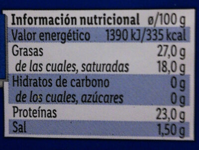 Provolone con orégano nutrition facts table
