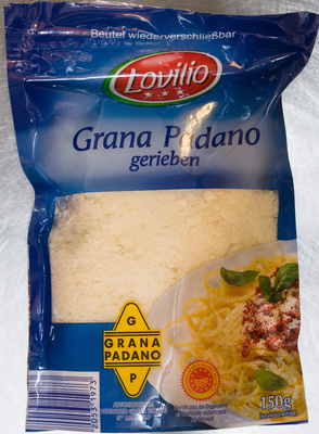 Grana Padano gerieben front packaging