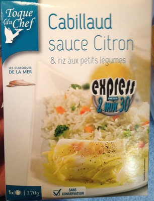 Cabillaud sauce citron & riz aux petits légumes