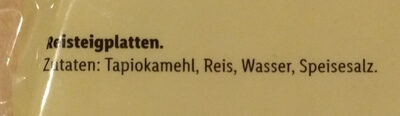 Reisteigplatte ingredients label