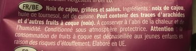 Cashews Noix de cajoux ingredients label