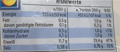Tintenfischringe nutrition facts table