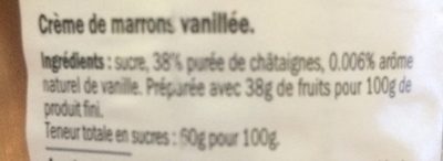 Crème de Marrons ingredients label