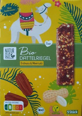 Bio Dattelriegel Erdnuss & Meersalz front packaging
