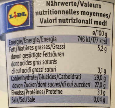 Greek style creamy natural yogurt nutrition facts table