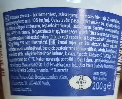 cottage cheese lactose free ingredients label
