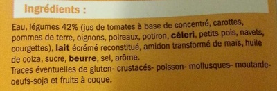 Velouté 10 légumes ingredients label