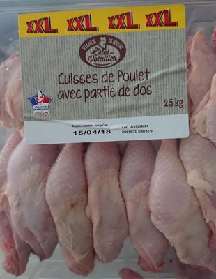 Cuisse de poulet avec partie de dos front packaging