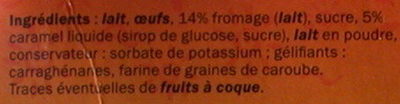 Flan au fromage frais au caramel ingredients label