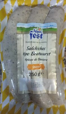 Rostbratwurst Bavarian style cooked pork sausages with cheese front packaging