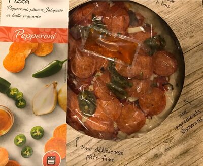 Pizza pepperoni,piment jalapeño et huile piquante