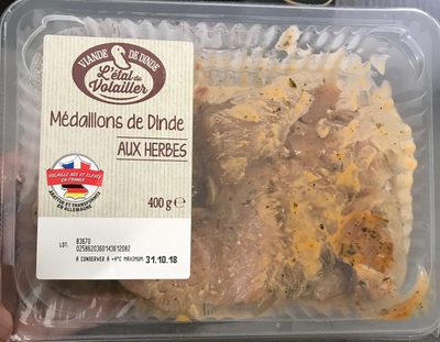 Medaillons de dinde aux herbes front packaging