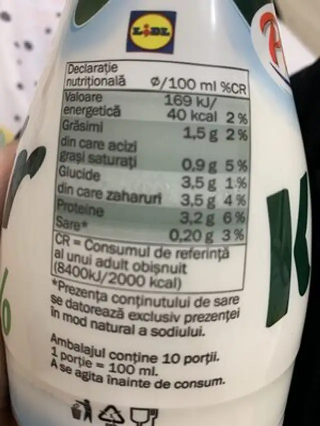 1.5% kefir nutrition facts table