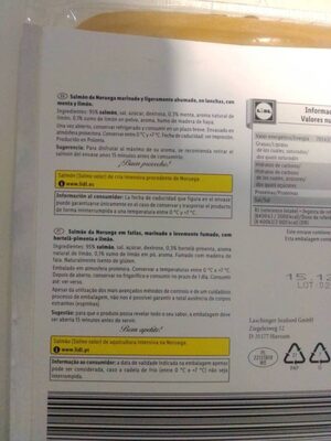 Salmón Ahumado Menta & Limon nutrition facts table