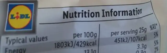 Sour Cream & Onion air popped potato chips nutrition facts table