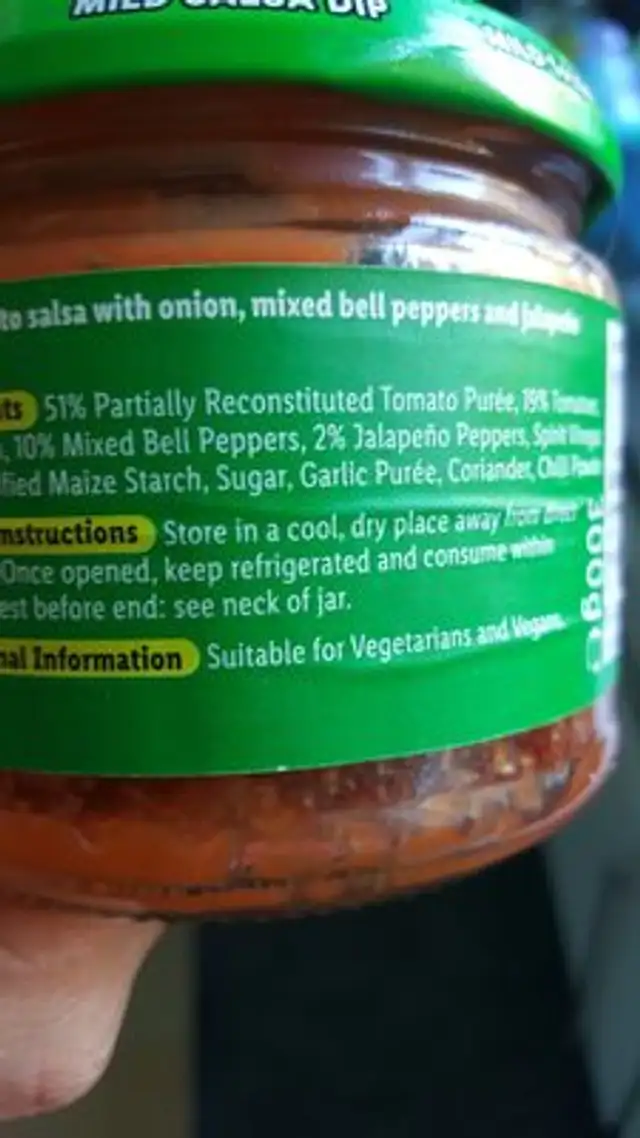 mild salsa dip ingredients label