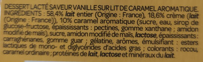 Liégeois saveur vanille sur lit de caramel ingredients label