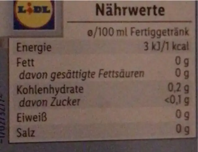 Earl Grey nutrition facts table