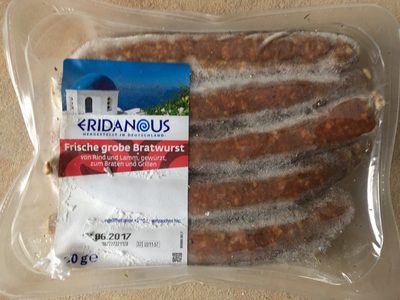 frische grobe Bratwurst von Rind und Lamm front packaging