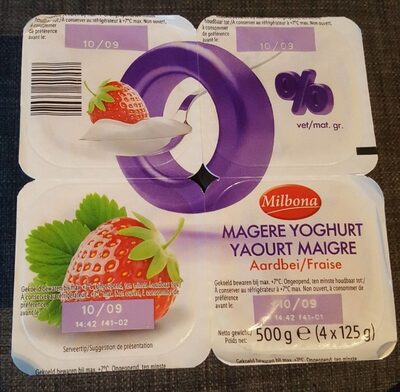 Yaourt maigre aux fraises front packaging
