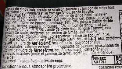 Cordon bleu de dinde ingredients label