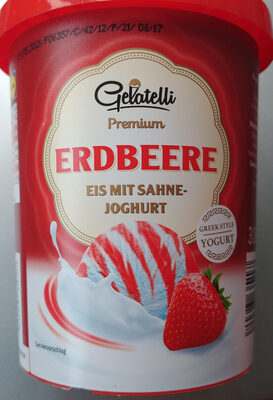 Eis mit Sahnejoghurt nach griechischer Art und 38% Erdbeer-Sorbet