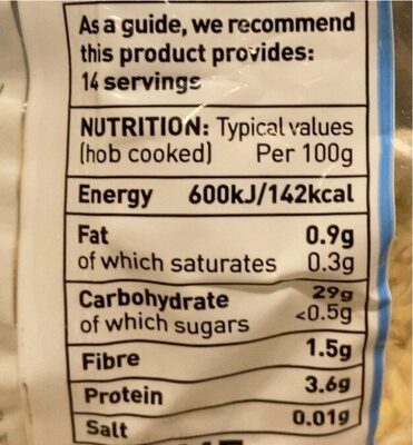 Long grain brown rice nutrition facts table