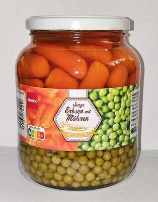 Junge Erbsen mit Möhren, sehr fein