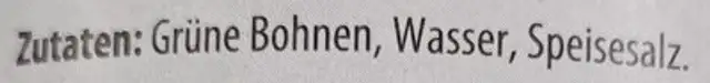 Bohnen fein ingredients label