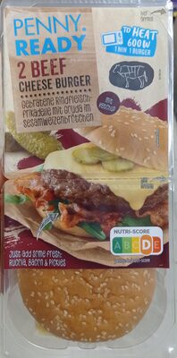 Penny READY 2 Beef Cheese Burger 21897375  Gebratene Rindfleischfrikadelle, mit Gouda im Sesamweizenbrötchen, mit Tomatenketchup im Beutel