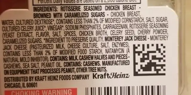 p3 Turkey ingredients label