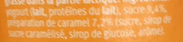 Joghurt Caramel ingredients label