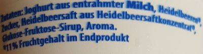 0,1% Fett Heidelbeere ingredients label