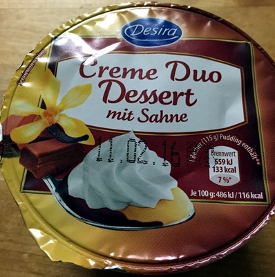 Creme Duo Dessert mit Sahne