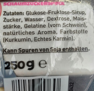 Speckles ingredients label