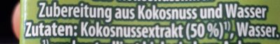 Kokosnussmilch ingredients label