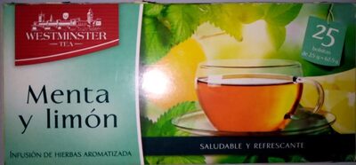 Menta y limón. Infusión de hierbas aromatizada front packaging