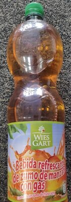 Refresco de zumo de manzana con gas front packaging