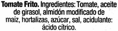 Tomate frito ingredients label