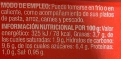 Tomate frito nutrition facts table